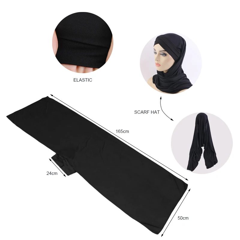 - New Instant Hijab Shawl Stitched Inner Bonnet Convinient Headwrap Forehead Cross Muslim Hijab Scarf Ready to Wear Turban Hijab