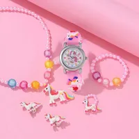 Kegllect 6PCS Children Unicorn Watch Set Cartoon Boys and Girls Quartz Watches Gift for Kids Necklace Bracelet Rings 1