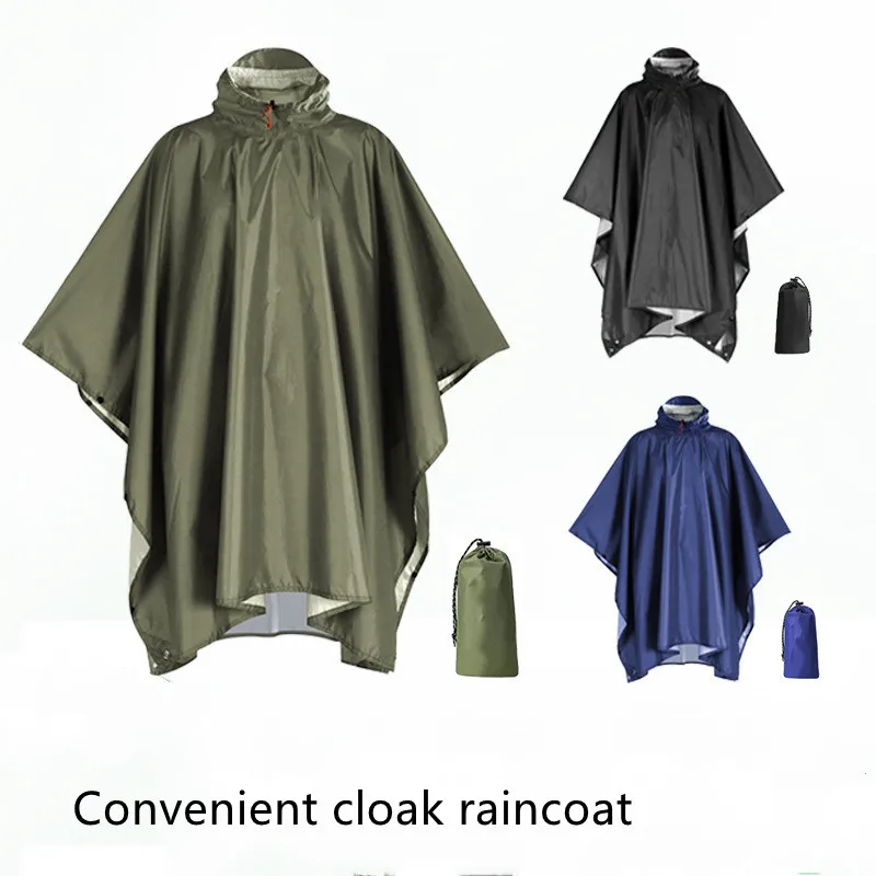 Raincoat Poncho 3-in-1 Outdoor Waterproof Hooded sleeve Camping hiking Motorcycle Rain Cover
