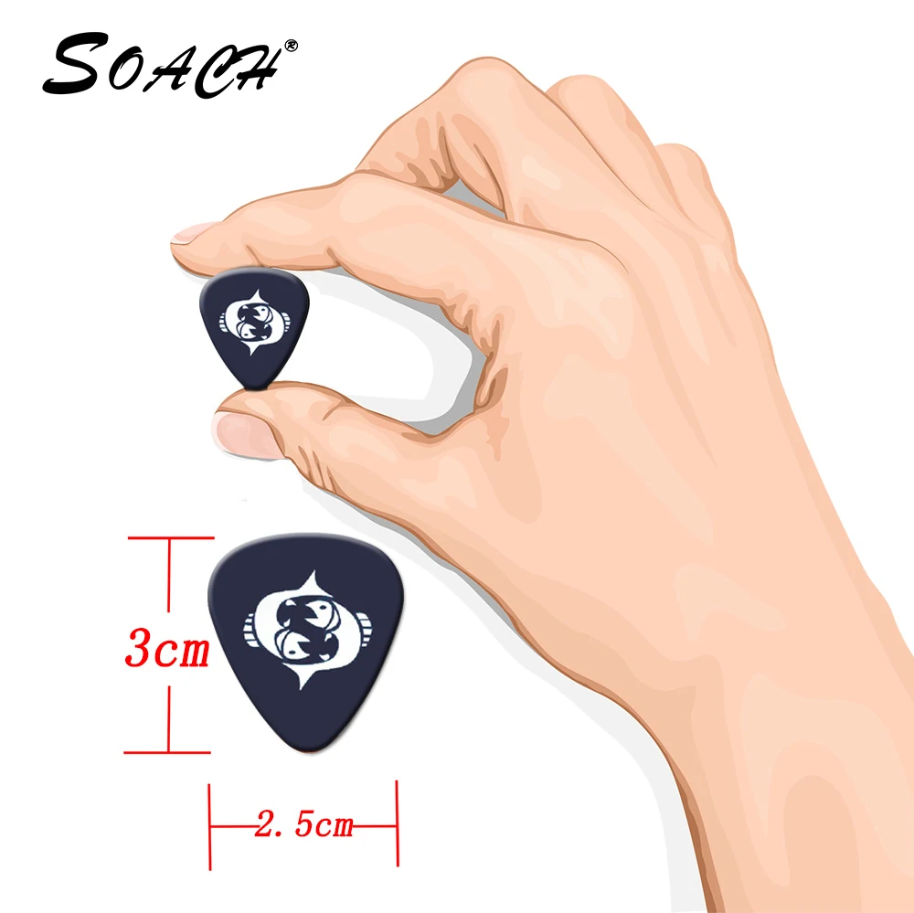 SOACH 10pcs/Lot 0.71 0.46 1.0mm thickness cartoon 12 Constellations guitar picks pattern guitar paddles parts Guitar Accessories