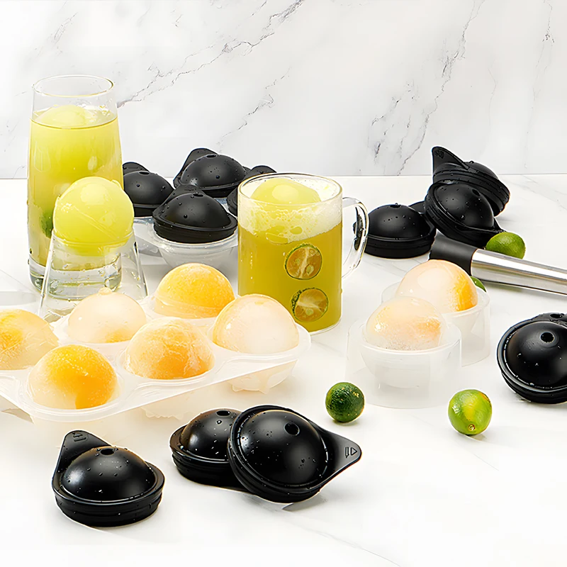 Premium Silicone Ice Cube Tray with Lid – Perfect for Crafting Large Spheres for Beverages