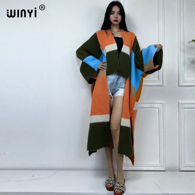 

Зимнее платье WINYI для женщин, новинка, роскошное меховое Свободное пальто, плотное теплое длинное пуховое пальто, модный кардиган, Ближний Восток, зимняя абайя