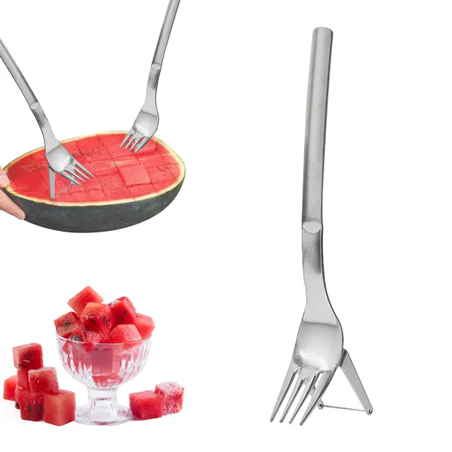 2-In-1 Görögdinnye Szeletelő Vágó Kreatív Villa Nyári Népi Gyümölcsökvillák Kés - Image 6