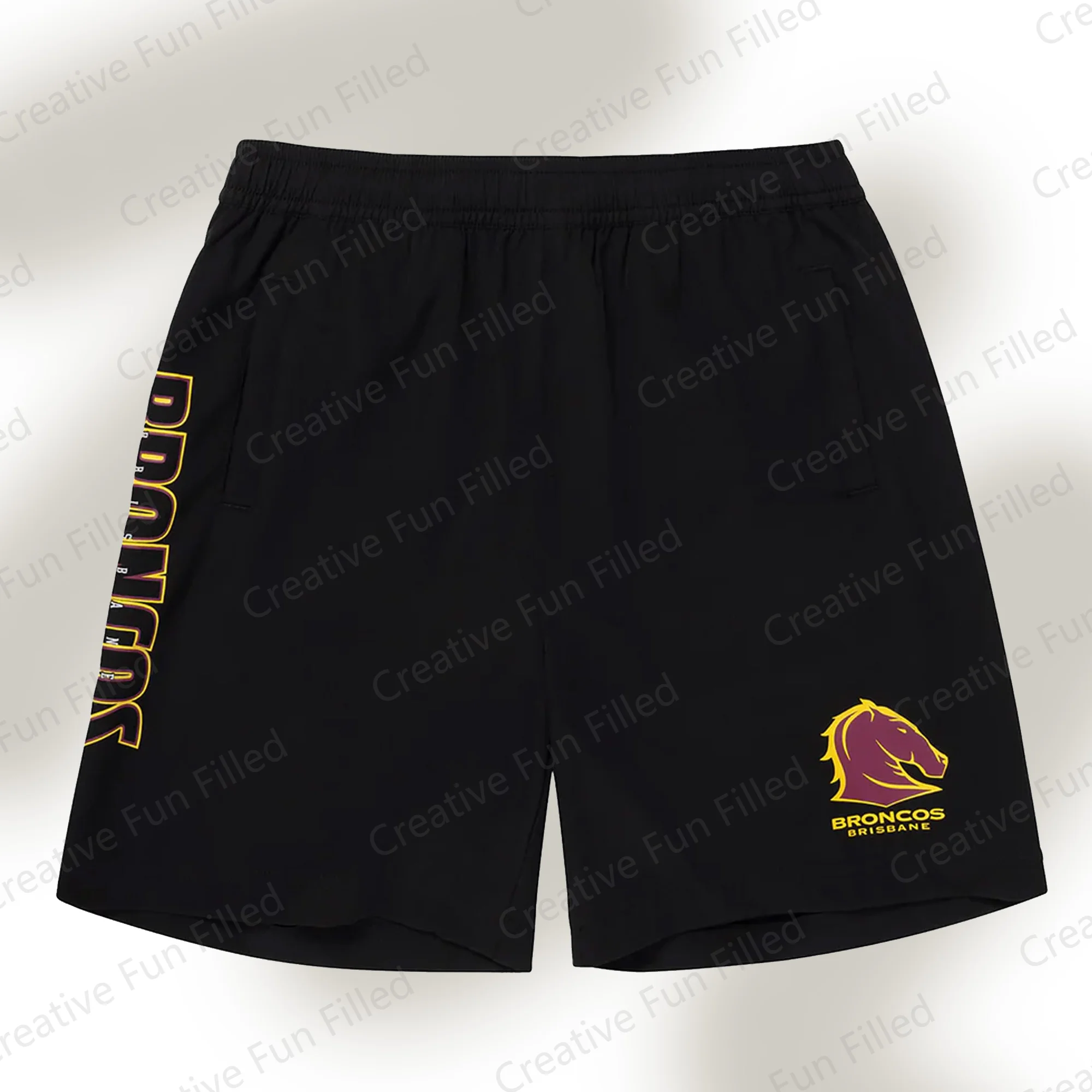 2024 New Arrival Summer NRL Brisbane Broncos Training Shorts For Oversized Cartoon Tops Kids/Adults Athletic Shorts Jersey 4