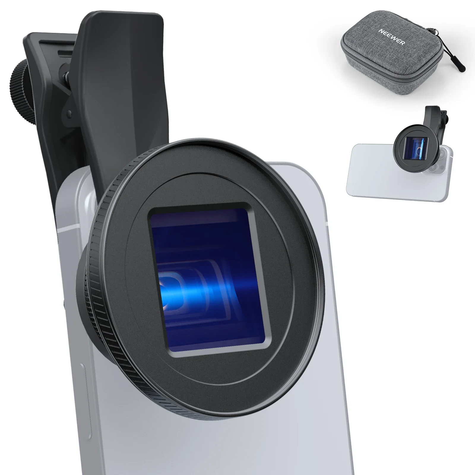 1.55X Blue Flare Anamorphic Phone Camera Lens Compatible with iPhone Android Sam