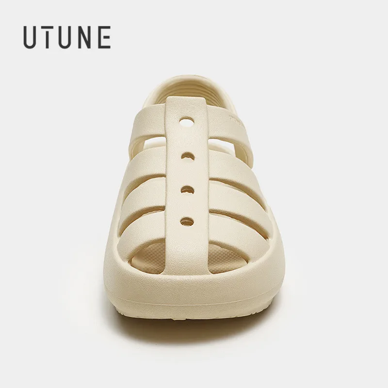 UTUNE Roman Sandals For Women Men Couple Outdoor Beach Shoes SummerThick Cushion Breathable Non-slip Platform Sandal White