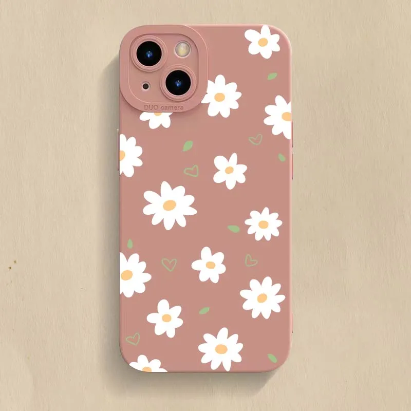 Perforated Heart Flower Painted Phone Case Cover