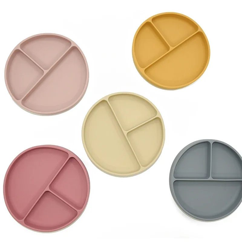 BPA-free Food Grade Anti Slip Kids Feeding Plate Baby Silicone Suction Plate 3