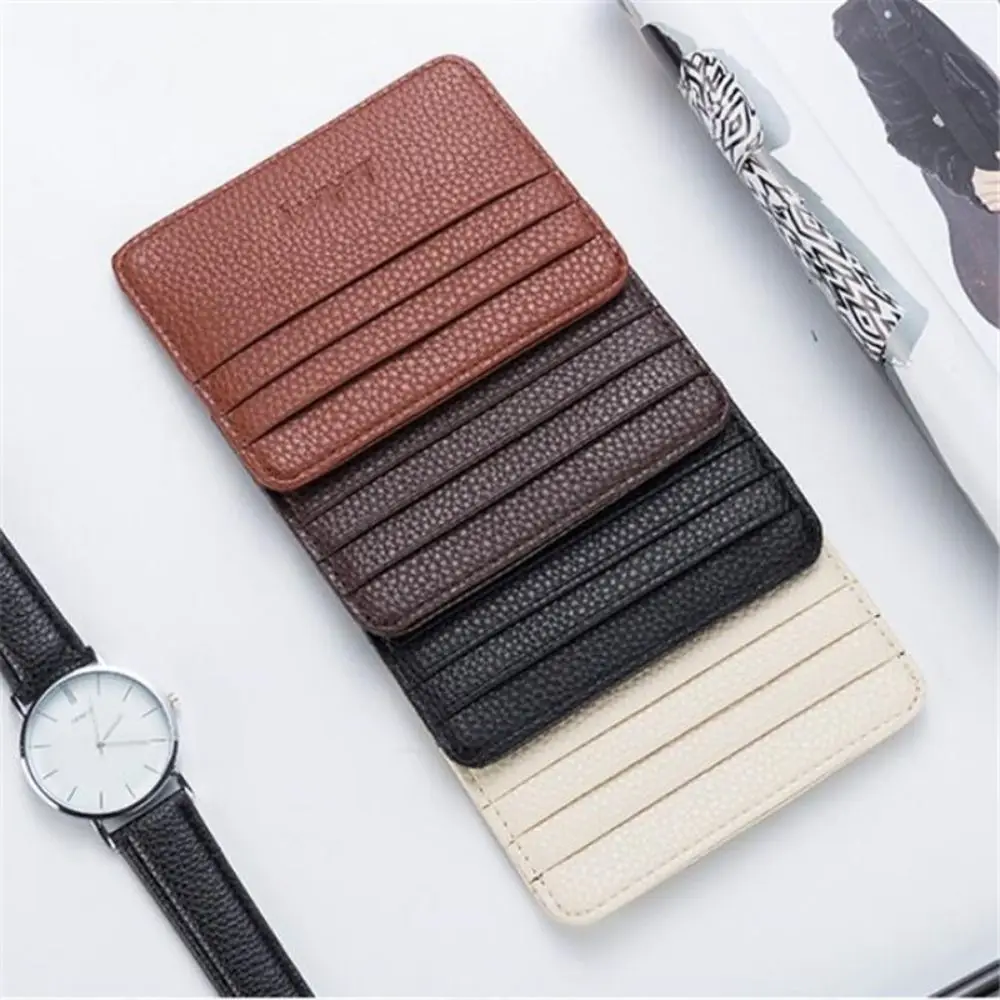 

Fashion Slim Minimalist Wallet PU Leather Credit Card Holder Short Purse Leather ID Card Holder Candy Color Bank Multi Slot Card