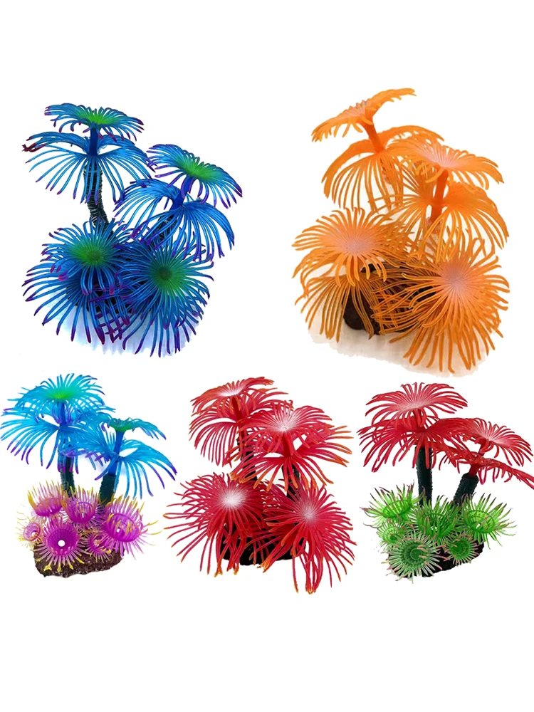Aquarium Coral Simulation Decoration with Aquatic Plants and Accessories