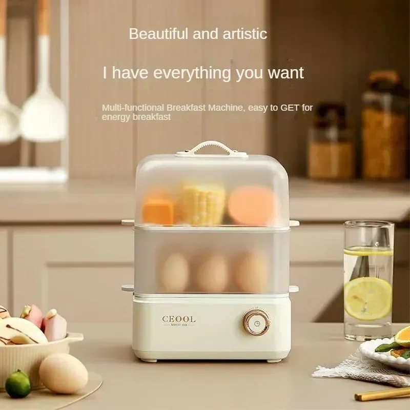 

Мини двухслойная яйцеварка, фотография, пароварка для завтрака, приготовление на пару морепродуктов, варка для яиц