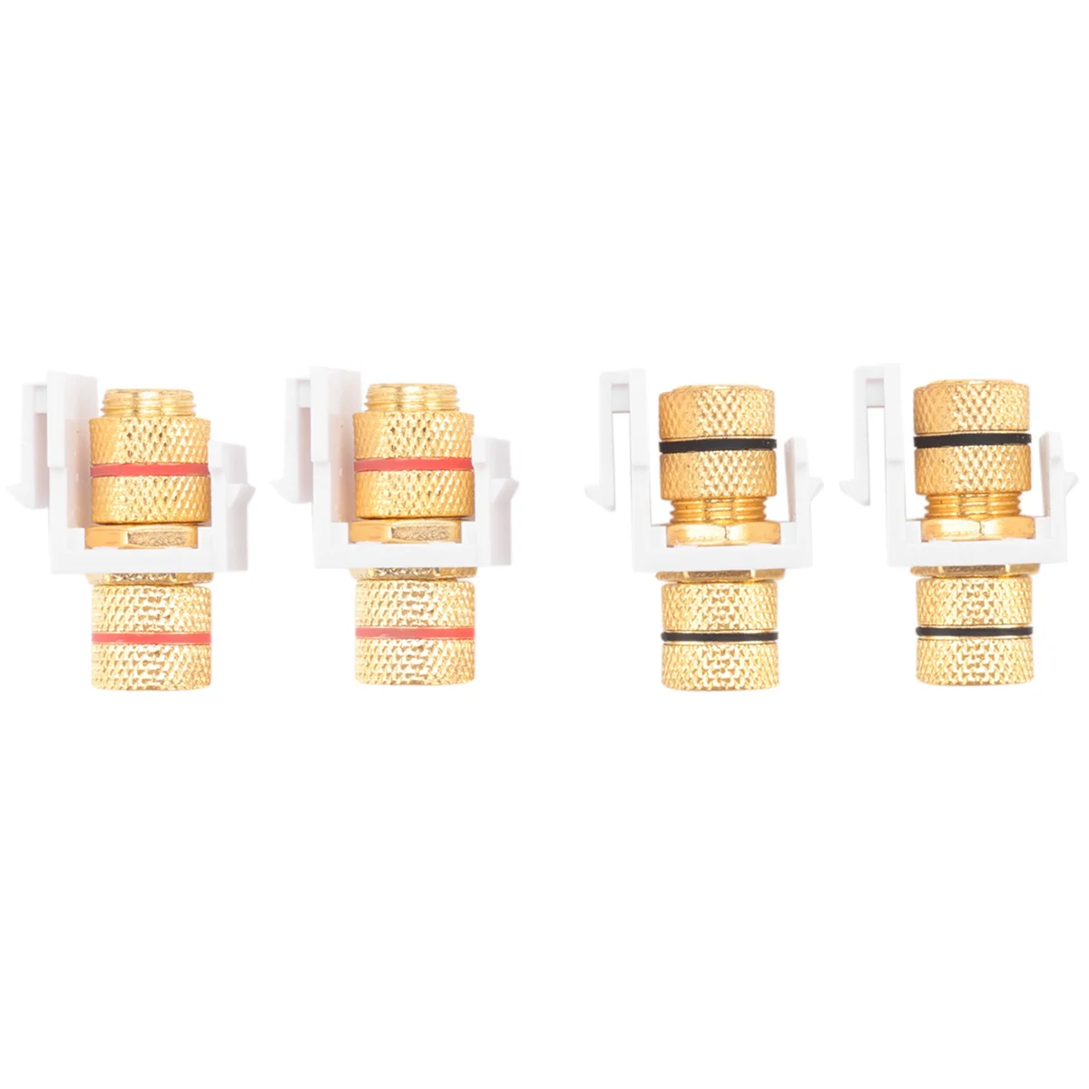 Banana Jack Binding Post Keystone Jack Insert with Black & Red Rings, Screw Type Audio Speaker Keystone, 2 Pairs/4 Pack