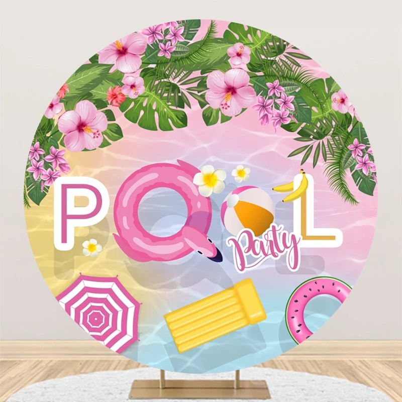 

Pool Party Round Backdrops Summer Seaside Baby Shower Photo Photographic Circle Background Cover Photography Photo Studio Props
