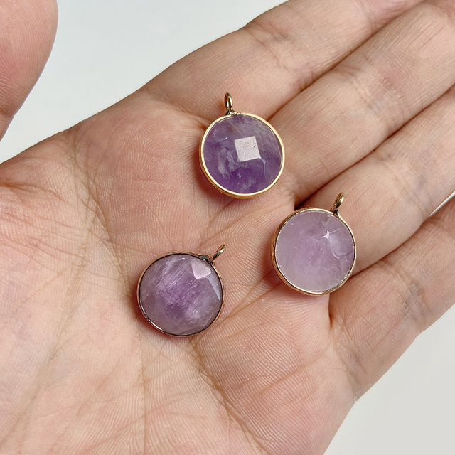 Purple Amethysts Quartz Crystal Pendant Charm Connector For Healing Pendulum Jewelry Making Diy Earring Necklace Gifts