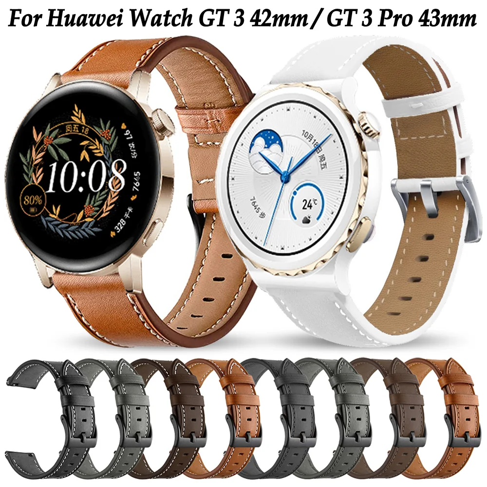 

Ремешок кожаный для Huawei Watch GT 3 42 мм, браслет для смарт-часов Huawei GT 2 GT2 42 мм, 20 мм