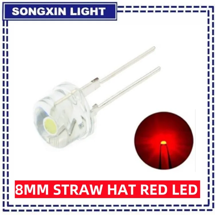 10PCS F8 8MM Weiß Blau Grün Rot Gelb LED Super Helle Strohhut Leuchtdiode Hervorgehoben Weiß 0,5W Astigmatismus – Detail 8
