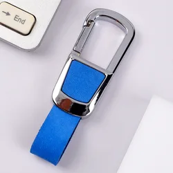 Luxury Leather Keychain - Classic Key Ring Holder & Bag Charm Gift Accessory (Lake Blue - S)