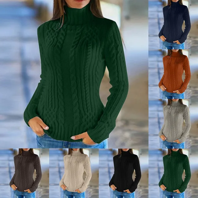 Women Oversized Sweater Loose Autumn Winter Turtleneck Elegant Knitted Warm Pullovers Fashion Solid Tops Knitwear Jumper 2