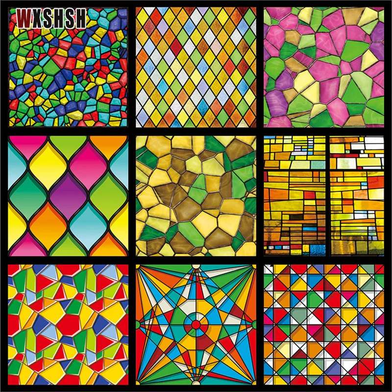 Size European Church Art Glass Film Stained Window Opaque Sticker Static Cling Privacy window film