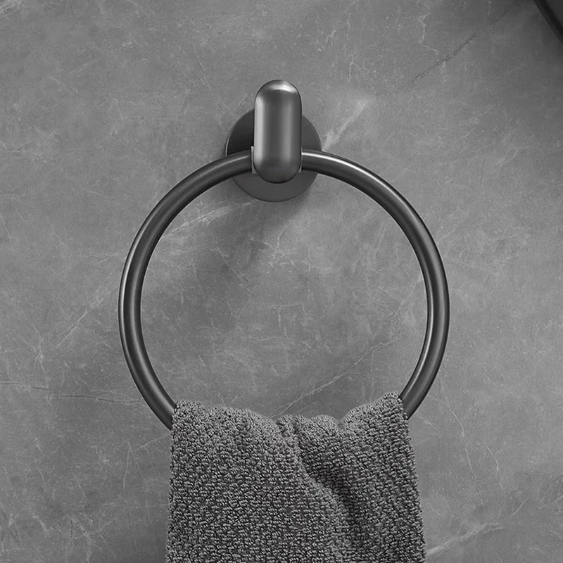 Stainless Steel Towel Holder Self-adhesive Bathroom Towels Rack Black Washhand Hanger Bar Accessories