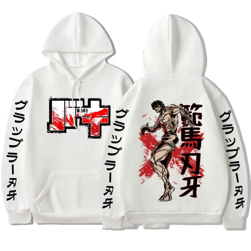 Baki Fan Ma blade teeth animation new trend autumn winter plus fleece hoodie cross border men hoodie trend top