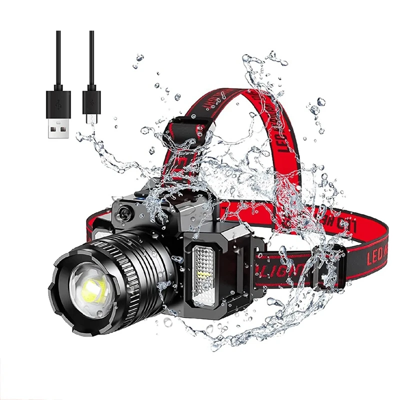 

1 Set Rechargeable Head Light 360° Adjustable Angle Headlight Flashlight Motion Sensor For Fishing
