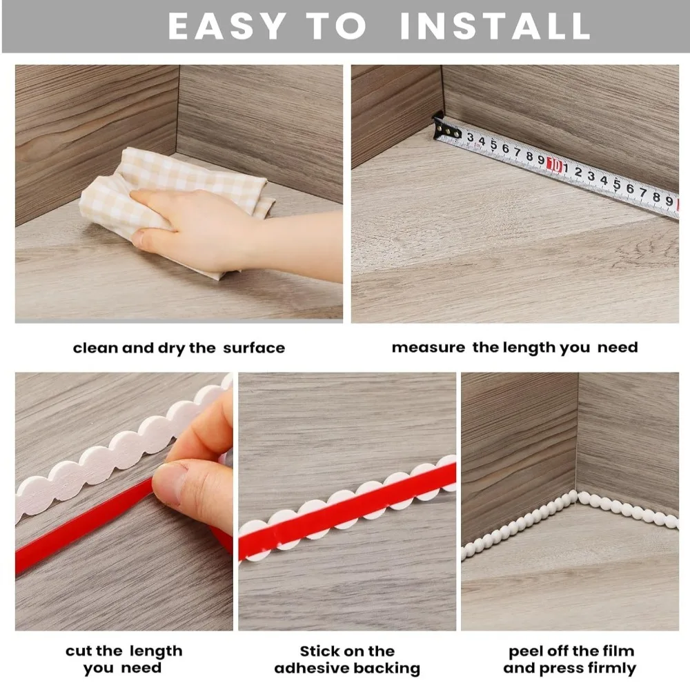 3 Meters DIY Decoration Paintable Wall Molding Flexible PVC Stick for Walls Beads Self-Adhesive Paneling Strip TV Wall Edge