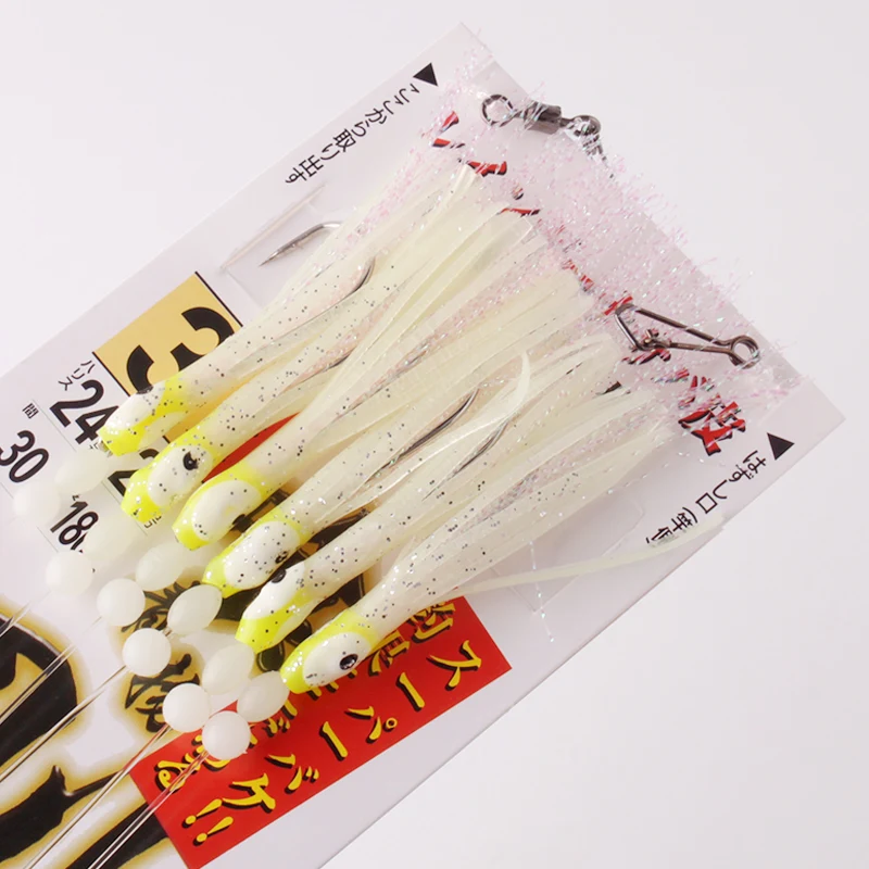 Kawa New Fishing String Hook Squid Sharp Barbed Hooks For Hairtail Crouper Whole Length 180cm Main Lines 24# For Fish Bass Saury