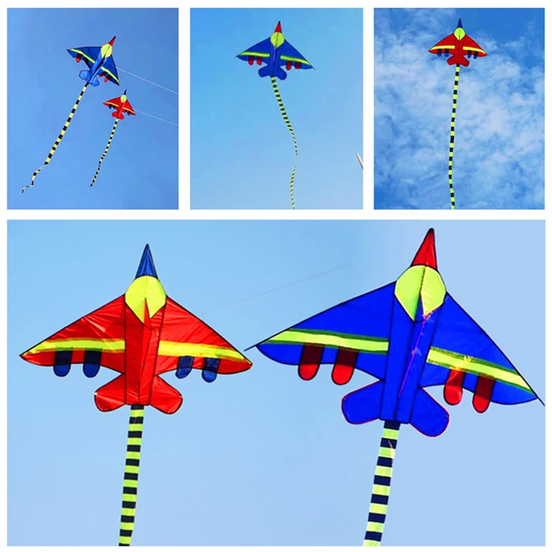 Free shipping 10pcs/lot plane kite flying kids toys nylon ripstop fighter kite string line outdoor wei kite