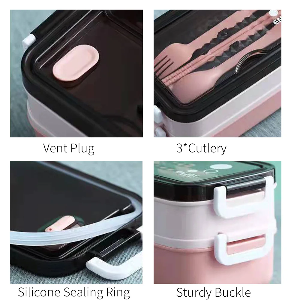 Double-Layer Portable Lunch Box Set with Utensils
