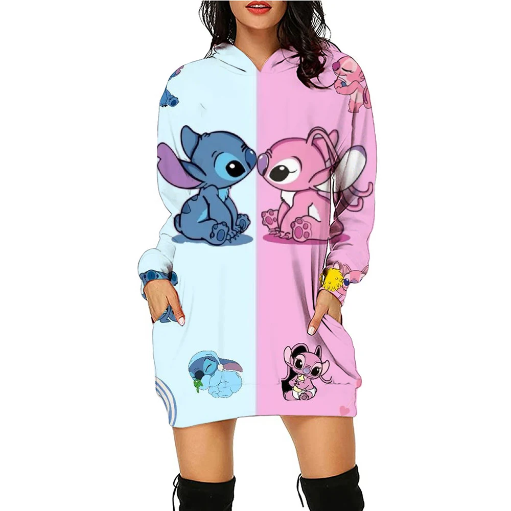 Y2k Stitch Dresses for Women 2024 Disney Woman Clothes Mini Dress With Hood Hoodie Kawaii Fashion Luxury Party Sweater Dress 3XL - Image 3
