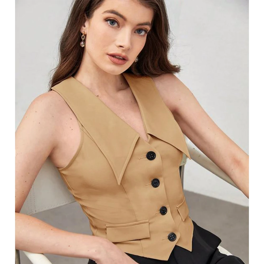 Vests for Women Vest Women's Suit Vest Single-breasted Casual Fashion Vest Elegant Slim Fit Outer Work Wear Summer Coats Jackets