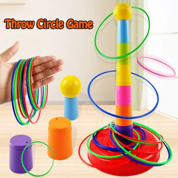 Children Throw Circle Game Ferrule Stacked Toys Fun Indoor Outdoor Parent-Child Interactive Circle Layers Early Education Gift 6