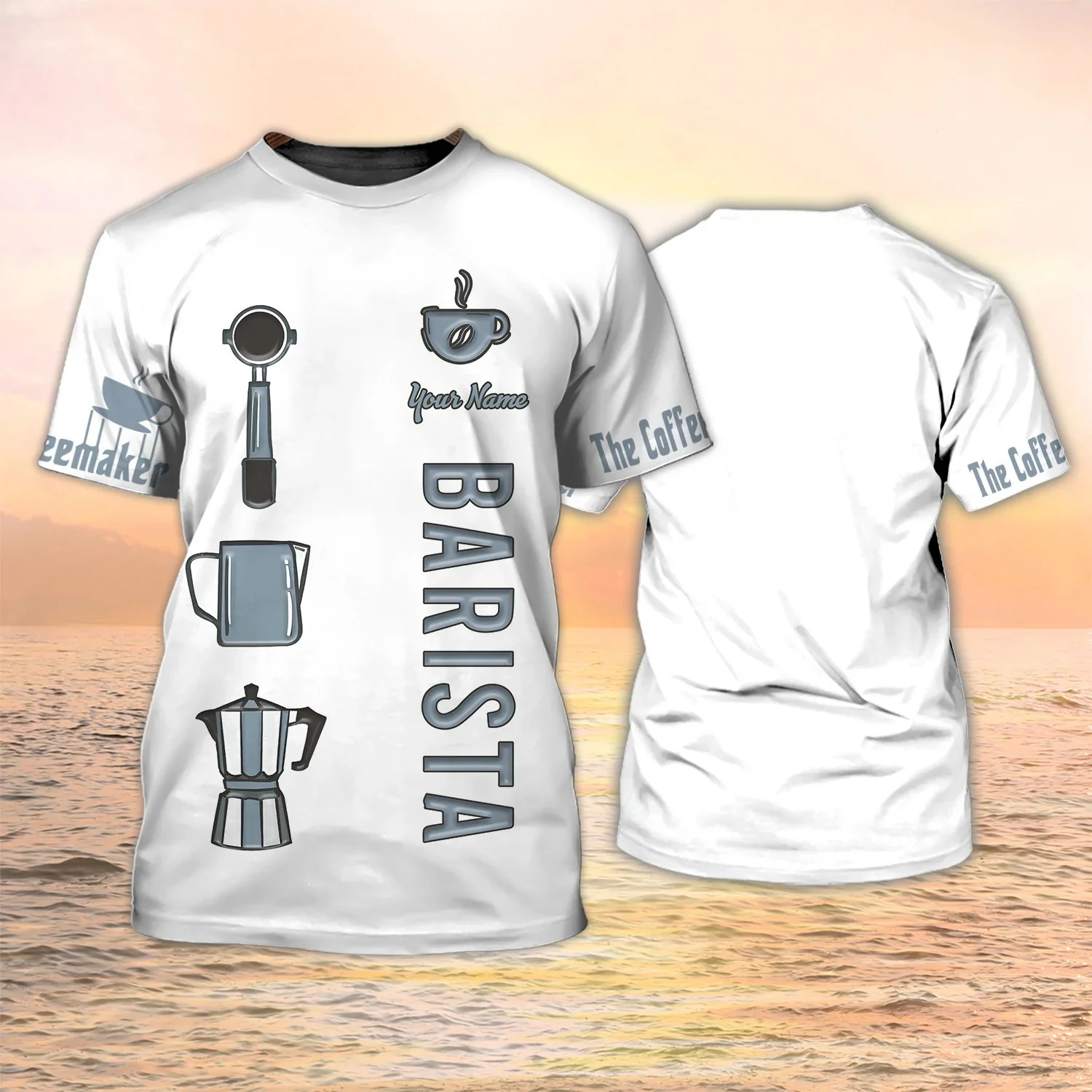 Neueste Sommer Herrenmode T-shirt Personalisierte Barista Schürze 3D Gedruckt t-shirt Unisex Casual T-shirt Kaffee Shop Uniform DW120 – Detail 25