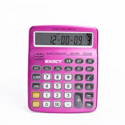 Cute Dual - Power Large - Font Calculator - 12 - Digit Electronic Office & School Accounting Tool (Pink - 1pcs)