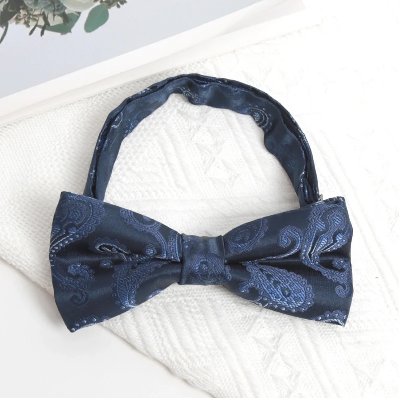 Men Elegant Blue Adult Bowtie Classic Fashion Wedding Party Formal Satin Gift Plaids Adjust Neck Bow Tie Business Accessories