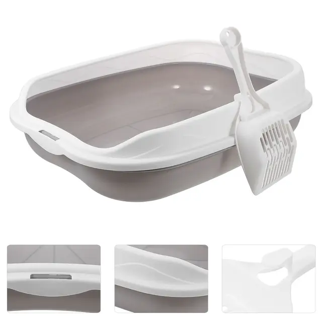 Large Top Entry Cat Litter Box Semi Enclosed Sand Pan Spacious Kitten Basin Open Design Easy Pet Toilet For Animals 5