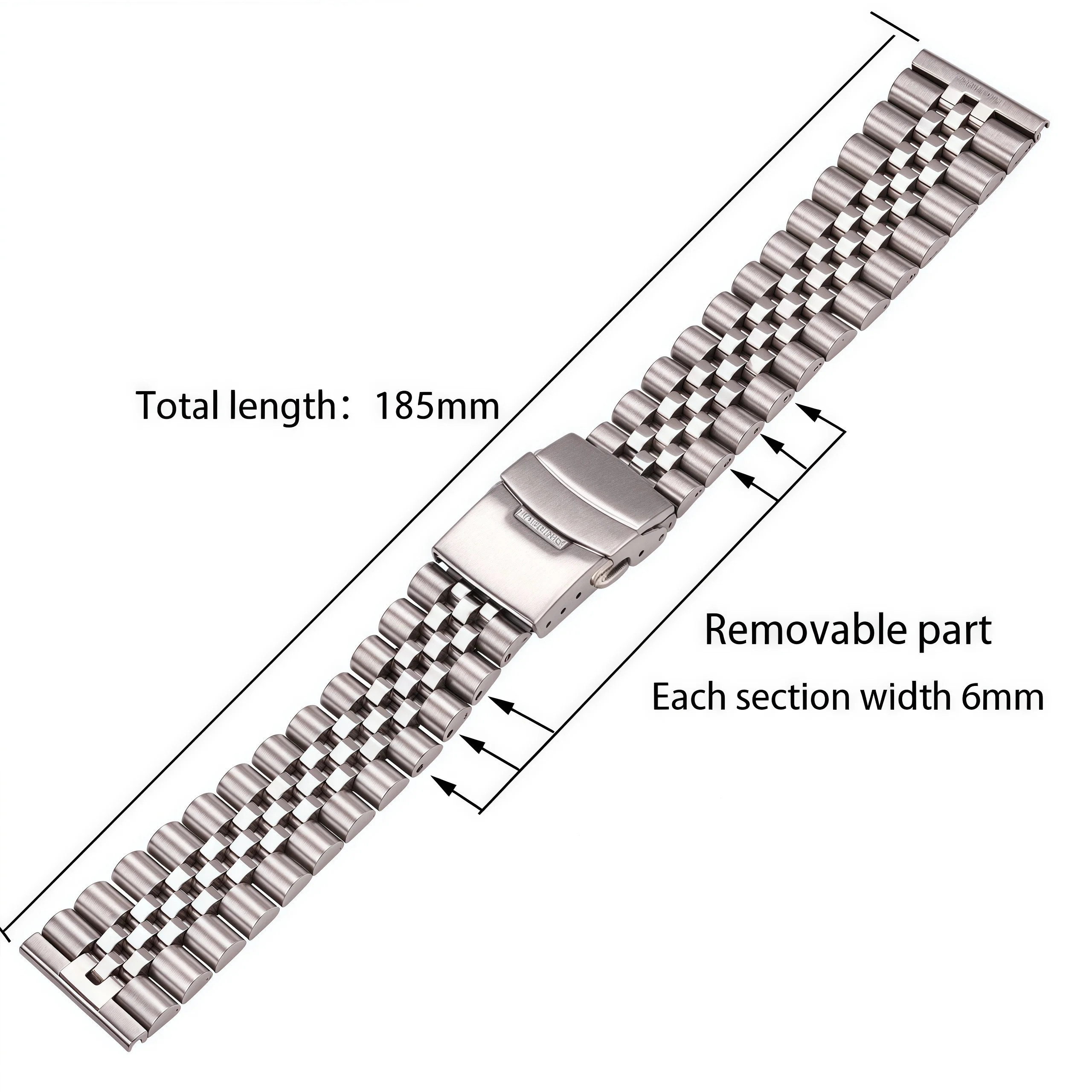 Bracciale Orologio In Acciaio Inox 316L – 18/20/22/24 Mm, Nero O Argento, Con Attrezzo E Molle Inclusi, 180 Mm Chiuso