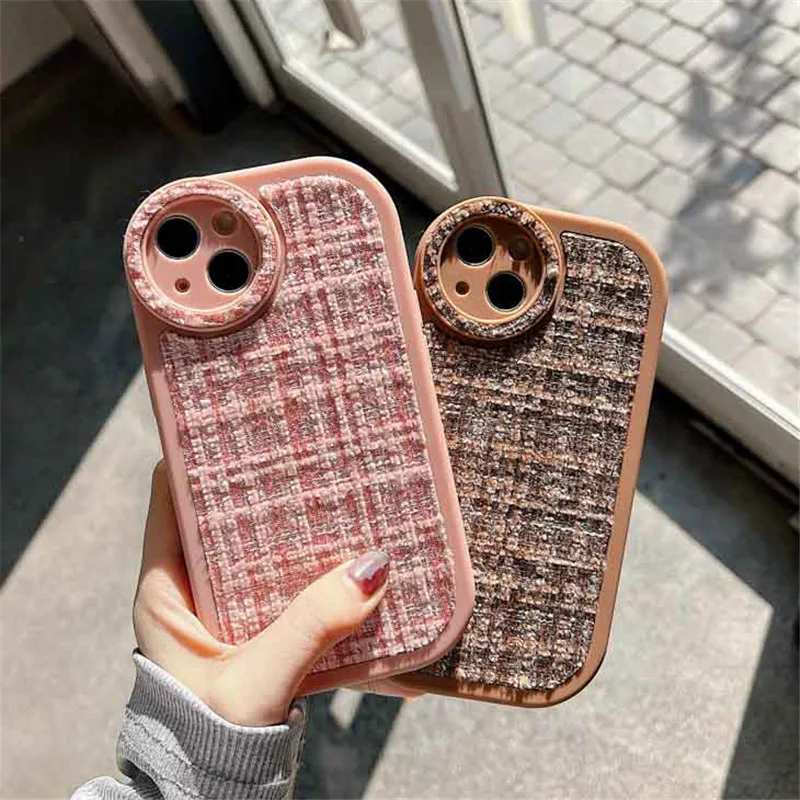 Vegan Leather and Tweed Phone Case Luxury iPhone Cases for 