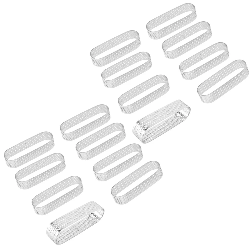 

16Pcs Oval Tartlet Molds French Dessert Mousse Fruit Pie Tart Ring Quiche Cake Mold, Stainless Steel Tart Mousse Ring