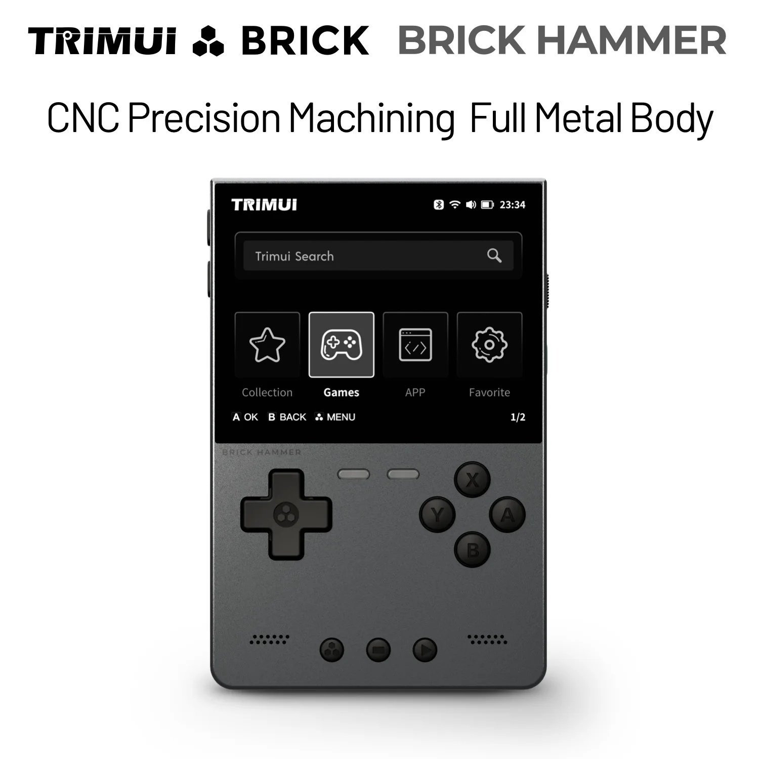 hot Trimui Brick Hammer Handheld Game Console 3.2 Inch 1024*768 IPS Screen 3000mAh Metal Open Source Retro Game Machine Gifts