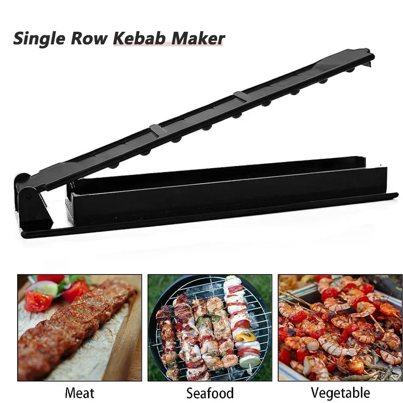 BBQ Meat Skewers Making Molds Single Row Kebab Maker Reusable Plastic for Outdoor Camping Barbecue Skewers Production BBQ Tools