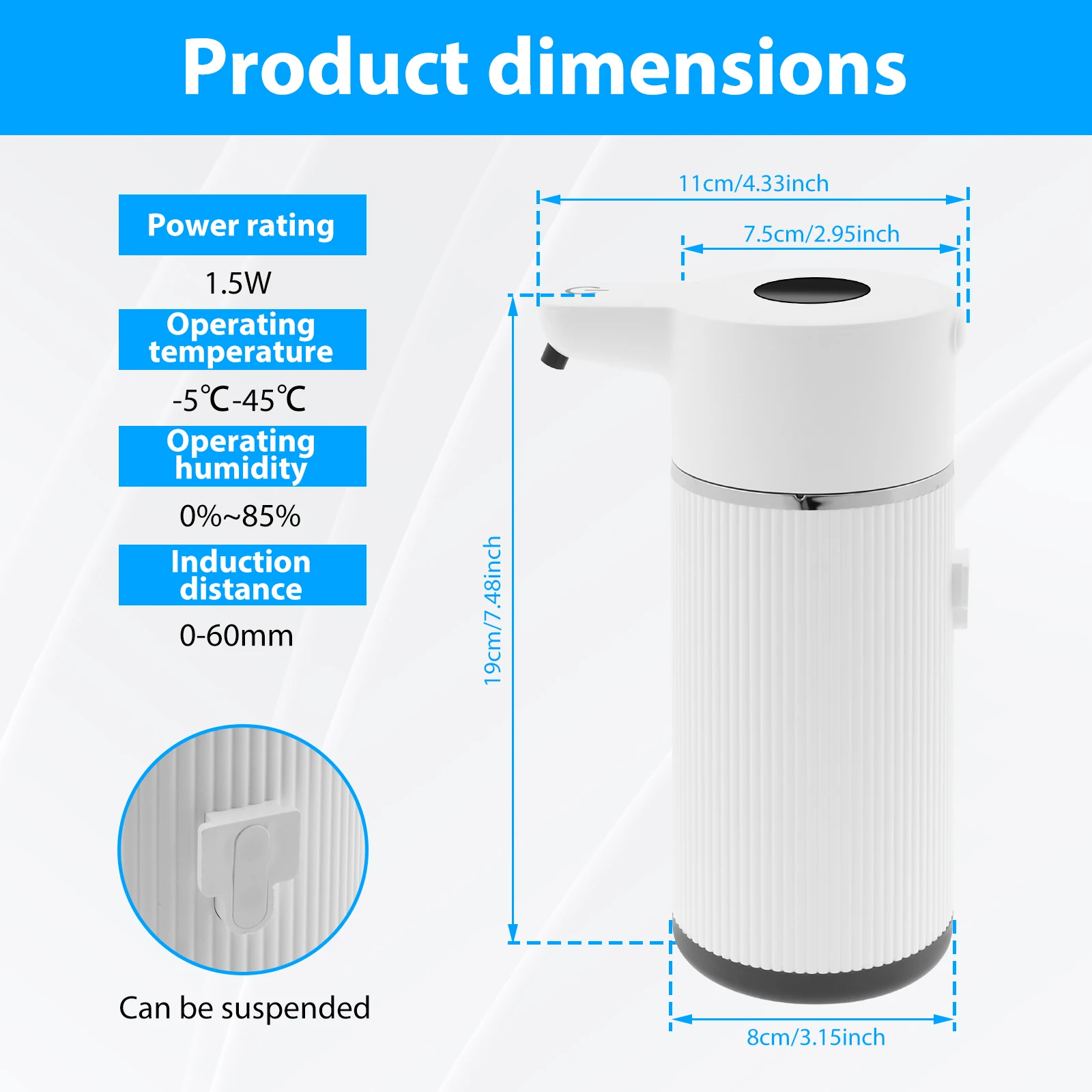 Automatic Wall Mounted Soap Dispenser with 4 Level Adjustment