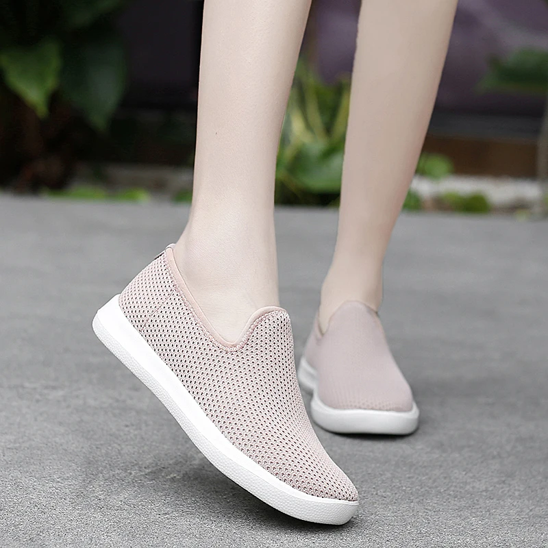 STRONGSHEN Women Flats Casual Shoes Summer Breathable Walking Woven Shoes Anti-slip Handmade Lightweight Trainers Tenis Feminino