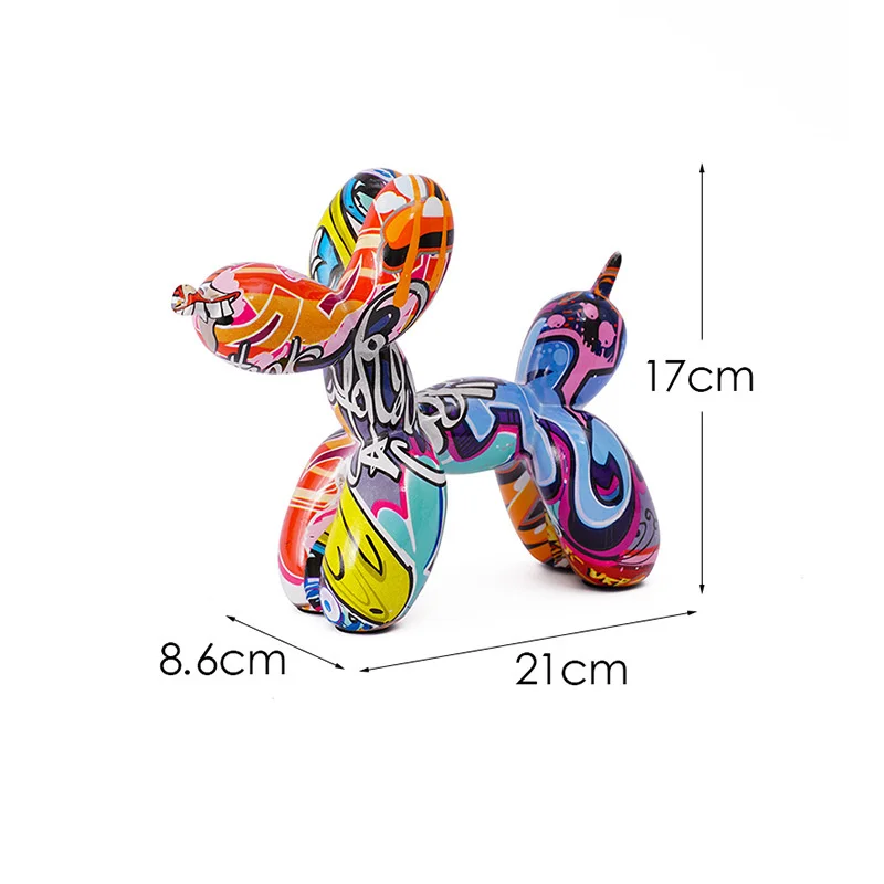 Resin Graffiti Balloon Dog Statue for Interior Decoration Home Decorations Resin Balloon Dog Room Art Statue Craft Decorations