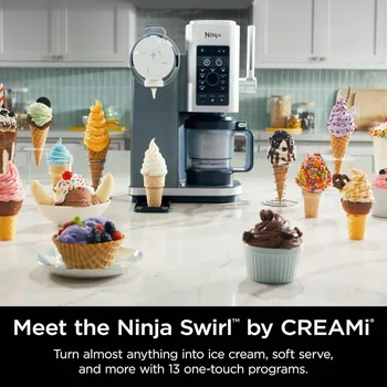 Ninja Swirl by CREAMi Ice Cream and Soft Serve Maker, Sorbet, Milkshake, Frozen Yogurt, Low Calories Program & More, 13-in-1 2