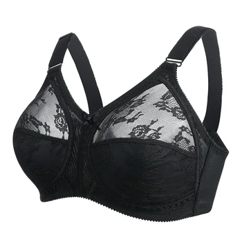 Ultra-thin Plus Size Bra for Women Unlined Lace Wire-free Underarm Bulge Comfortable Transparent Bulge Full-Bust Bras 80CD-115CD