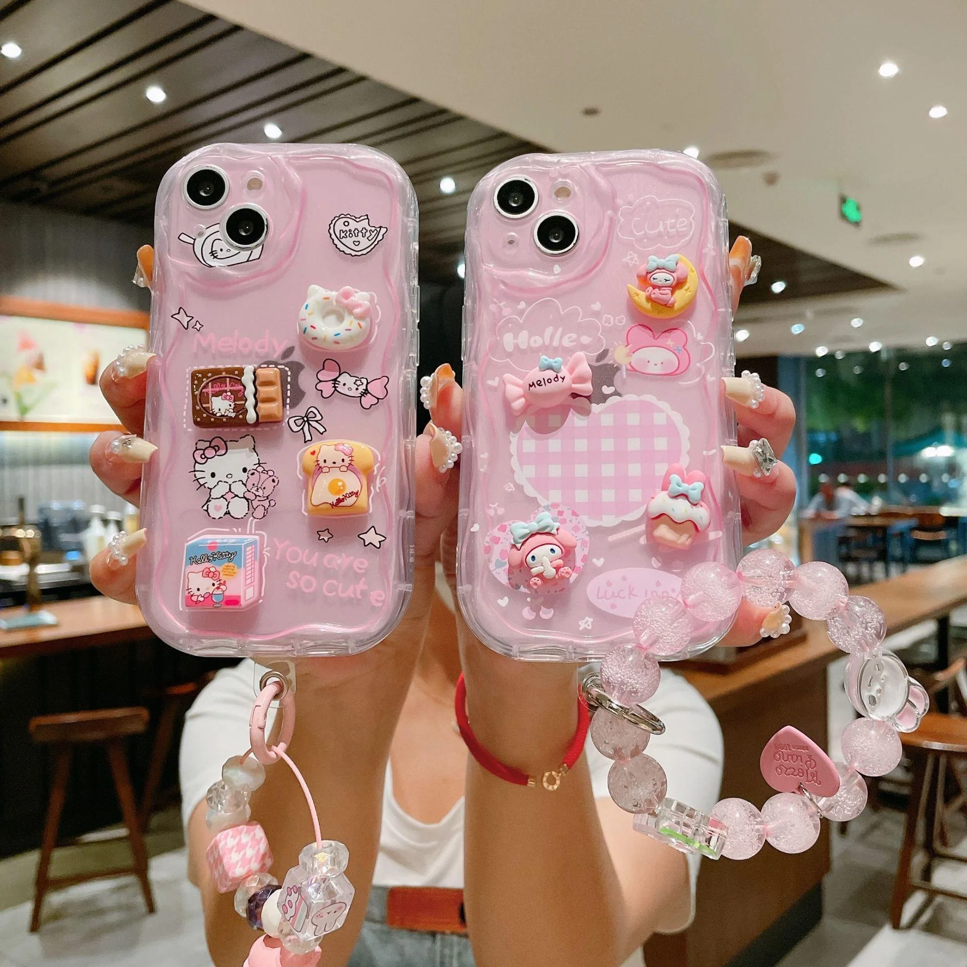 HelloS KittyS My MelodyS With 3D Doll Bracelet Phone Case For Oppo