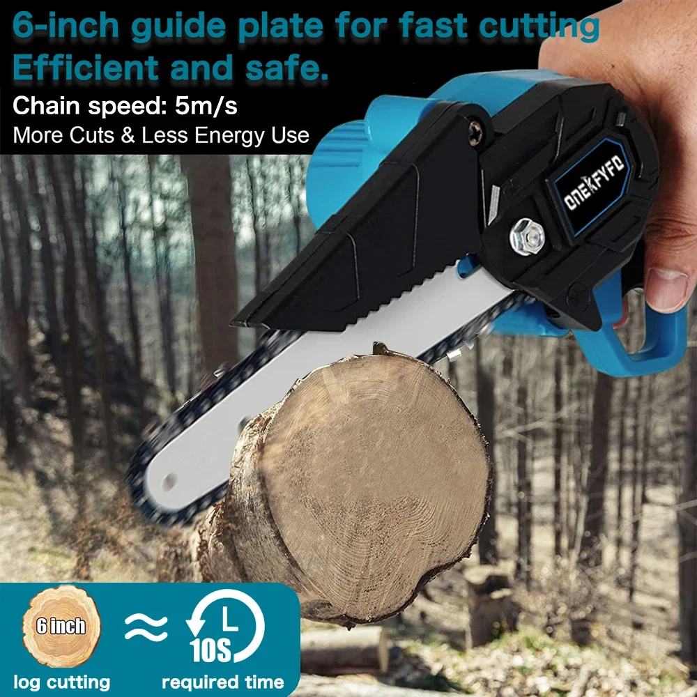 4 Inch/6 Inch Mini Electric Saw Chainsaw Fruit Tree Woodworking Garden Tools Hand Held Wood Cutters  For Makiita 18V Battery 3