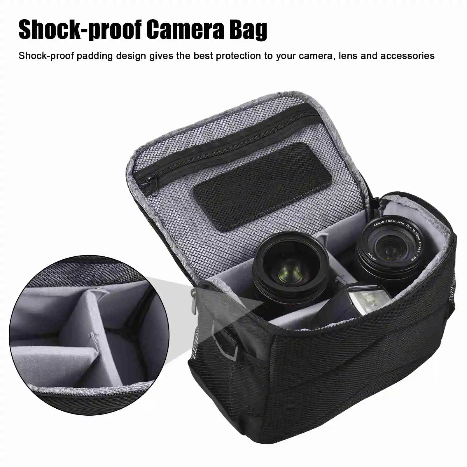 Camera Bag Water Resistant Shockproof Photography DSLR Camera Shoulder Bag with Shoulder Strap Black camera bag small camera bag